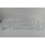 A suite of 18 Royal Doulton cut crystal glasses including Champagne flutes, sherry & brandy glasses