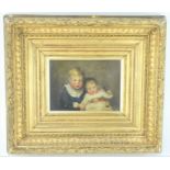 Late 19th century oil on canvas portrait of two children mounted in deep gilt gesso frame.