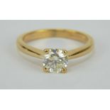 18ct yellow gold solitaire 1ct diamond ring, size O