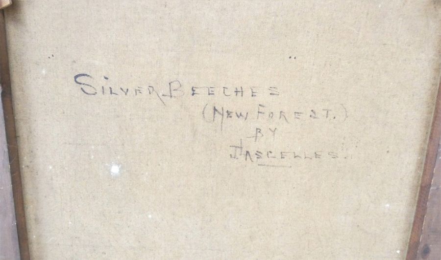 J Lascelles, pair of 19th century oil on canvas woodland scenes, 'Silver beeches' & 'Pathway thro th - Image 5 of 14