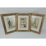 Three 19th century hand coloured fashion prints, framed and glazed with gilt slip mounts.