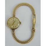 Vintage ladies' 9ct gold Cyma Cymaflex wrist watch and bracelet