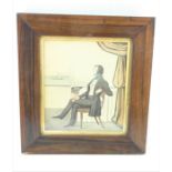 Naive possibly Scottish portrait of a gentleman holding a telescope. Reverse inscribed.