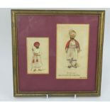Two 19th century pen & watercolour sketches of Indo-Persian characters c1850