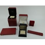 Two Cartier watch boxes, a Cartier velvet box, a Chopard earring box and two Cartier style boxes