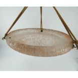 Daum etched glass plaffonier ceiling light, c1930s, marked DAUM NANCY FRANCE