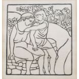 André Derain (French, 1880-1954). Two women, unsigned, woodcut, 105mm by 98mm, framed & glazed