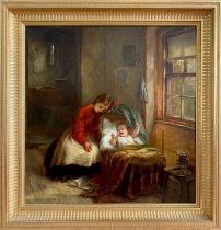 Thomas Gray (British, 19th Century). Sleeping & Waking, signed with monogram l.r., signed & titled