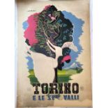 Alberto Campagnoli (Italian, 1905-1983). Torino, original travel poster, colour lithograph, [