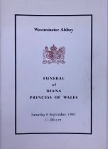 An order of service for the Funeral of Diana Princess of Wales, Westminster Abbey, 6 September 1997,