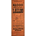 Late-Victorian "Freak Show" Circus Poster. "Lalloo", described as "A Very Intelligent, Strange,