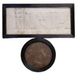 Elizabeth I Great Seal. Letters Patent. Licence of property alienation, manuscript in 14 lines on