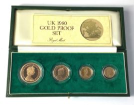 A 1980 Gold Proof set in an attractive green hard case