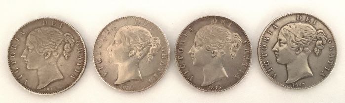 A selection of 4 English crowns - condition VF (Very Fine)