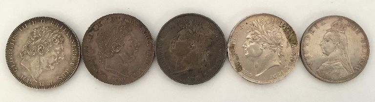 A selection of 5 English Crowns - condition EF (Extremely Fine)