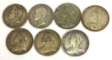 A selection of English crowns (7) - condition F (Fine)