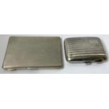 A silver Mappin and Webb cigarette case plus 1 other silver cigarette case