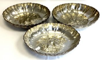 3 x Cunard Star Line electroplated silver dishes with provenance