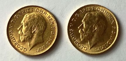 Two Half Sovereigns dating to 1912 & 1914