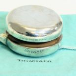 A wood and 925 silver Tiffany & Co yo-yo. In a Tiffany blue pouch.