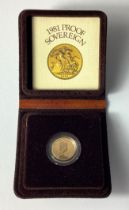 A cased 1981 Full Sovereign in an attractive leather/leatherette case