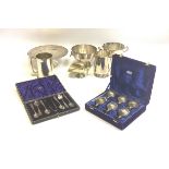 A number of silver and silver plate items including Mappin & Webb and Walker & Hall