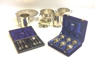 A number of silver and silver plate items including Mappin & Webb and Walker & Hall
