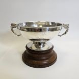 Silver Art Deco Trophy with Spirit Of Ecstasy Type Handles And Turned Oak Base