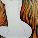 NIKOLAEVSKII, OLEKSANDR (Ukrainian b. 1956) "Tigress", nude female torso depicted verso, oil on