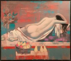 SERDIUK, OLEKSANDR (Ukrainian, b. 1982), 'The pleasure', depicting a rear view of nude reclining