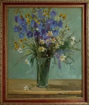 STOGNUT, VICTOR (Ukrainian b. 1958), 'June Tenderness', a still life of spring flowers in glass