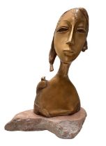 STARUKH, PETRO (Ukrainian, b.1961), 'Bronze Girl', sculpture of female head and shoulders, bronze on