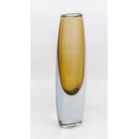 Gunnar Nylund for Stromberg Glass - A tall stylish vase with an amber core cased in clear glass with