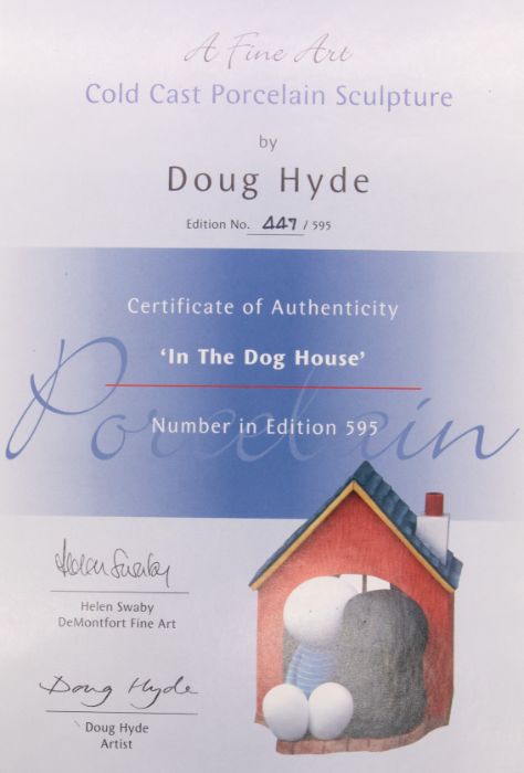 Doug Hyde Limited Edition cold cast porcelain sculpture 'In the dog house' with certificate 447/ - Image 4 of 4