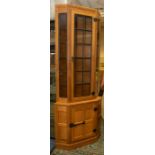 Workshop of Robert 'Mouseman' Thompson  - A large glazed oak corner display cabinet, upper section