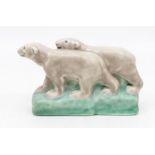 Pilkington's Royal Lancastrian - A matt grey figure of two Polar Bear's, impressed marks to