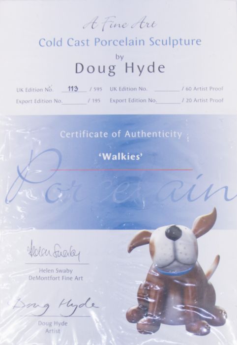 Doug Hyde Limited edition cold cast porcelain sculpture 'Walkies' with certificate 113/595 and - Image 4 of 4