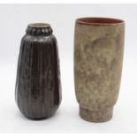 A Doulton Lambeth abstract textured design vase, bronzed effect with impressed stamp to base.