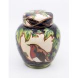 Moorcroft Pottery Limited Edition ginger jar and cover in 'Robin' pattern. Philip Gibson