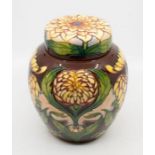 Moorcroft Pottery collectors  club ginger jar and cover in 'Dahlia' pattern. Philip Gibson signature