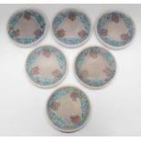 Pilkington's Royal Lancastrian - A set of six grey and berry designed plates, each with impressed