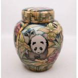 Moorcroft Pottery Limited Edition ginger jar and cover in 'Panda' pattern. Sian Leeper signature,