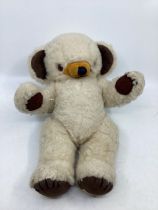 Merrythought Vintage Cheeky Teddy bear-cream plush with chocolate pads and stitched claws and
