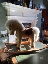 Steiff Luxury large (appears as sold )Rocking horse Franzi Model  70cm high Blonde plush on bow