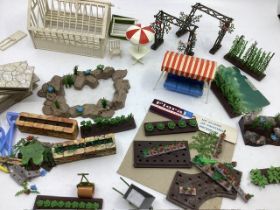 Britains 1960s plastic Floral garden toys vintage originals with green house, flower beds with