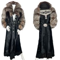 An unusual bespoke fur coat hand made to order at the fur department in Joseph Magnin. The