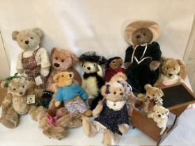 Very Large selection of Vintage and Artist teddy bears of Good quality and a toy school desk and