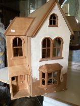 Large Kit half built wooden Project dolls house together with a tray of wallpapers, and effects