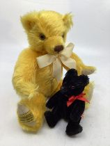 Vintage Merrythought Teddy bear Golden Mohair with labels and his lovely little Black Mohair Hermann