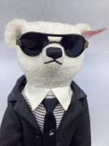 Steiff Karl Lagerfeld Teddy bear 652726 white tag 15” mohair teddy bear dressed in the iconic